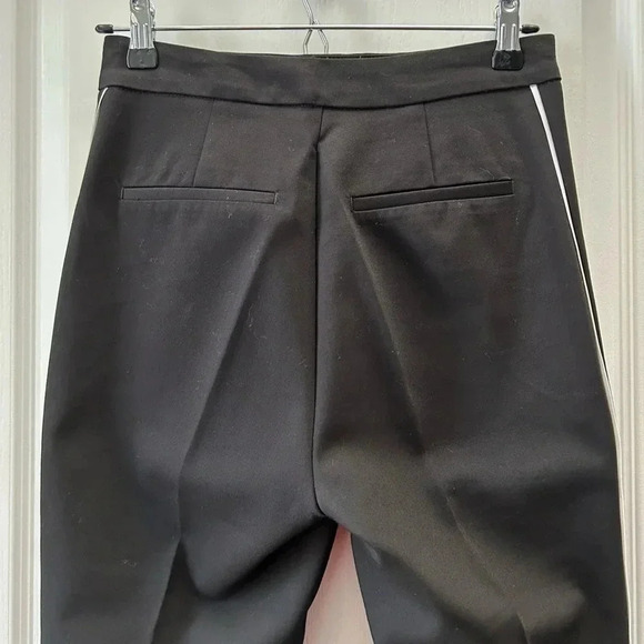 Zara Pants High Waisted Slim Side Stripe Ankle  Cropped Trousers Black Small - Picture 9 of 14